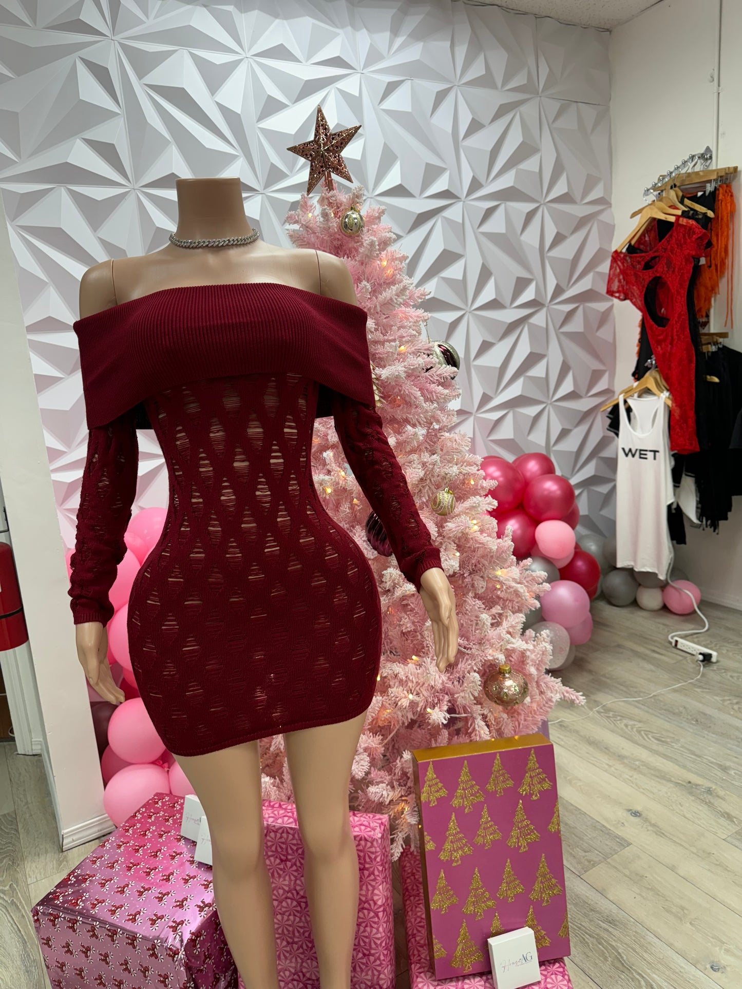 Ripped Bodycon Burgundy