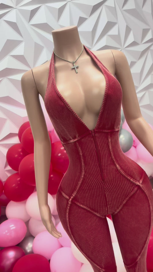 Red Halter Jumpsuit